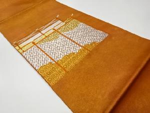 リサイクル　抽象檜垣に雲・古典柄模様織出し袋帯